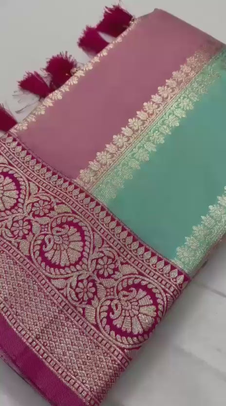 Soft Banarasi Silk Saree with Multicolor Design