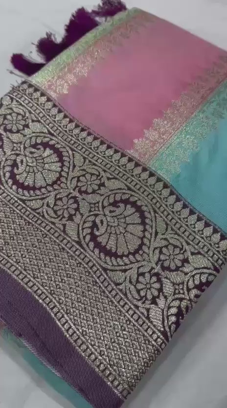 Soft Banarasi Silk Saree with Multicolor Design