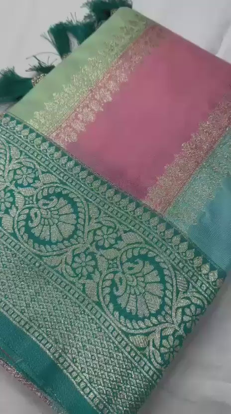 Soft Banarasi Silk Saree with Multicolor Design