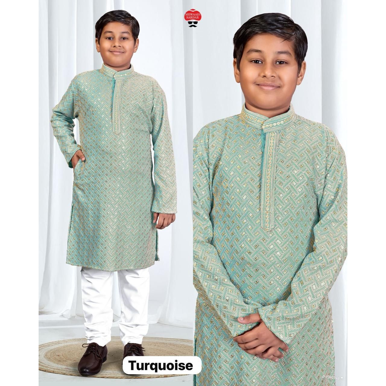 Boys Rayon Embroidered Kurta Pajama