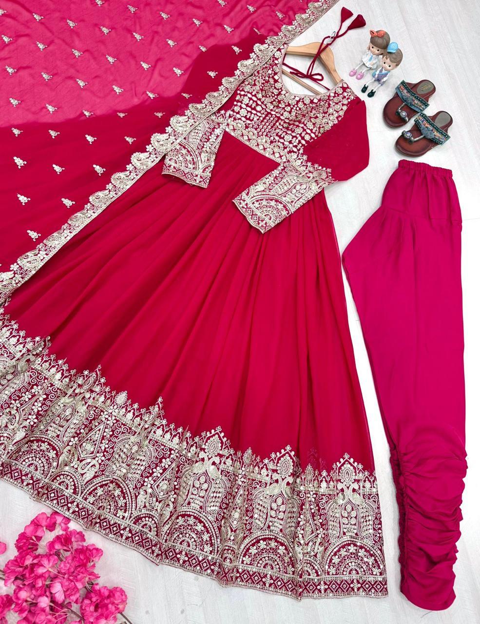 Heavy Faux Georgette Anarkali Gown Set