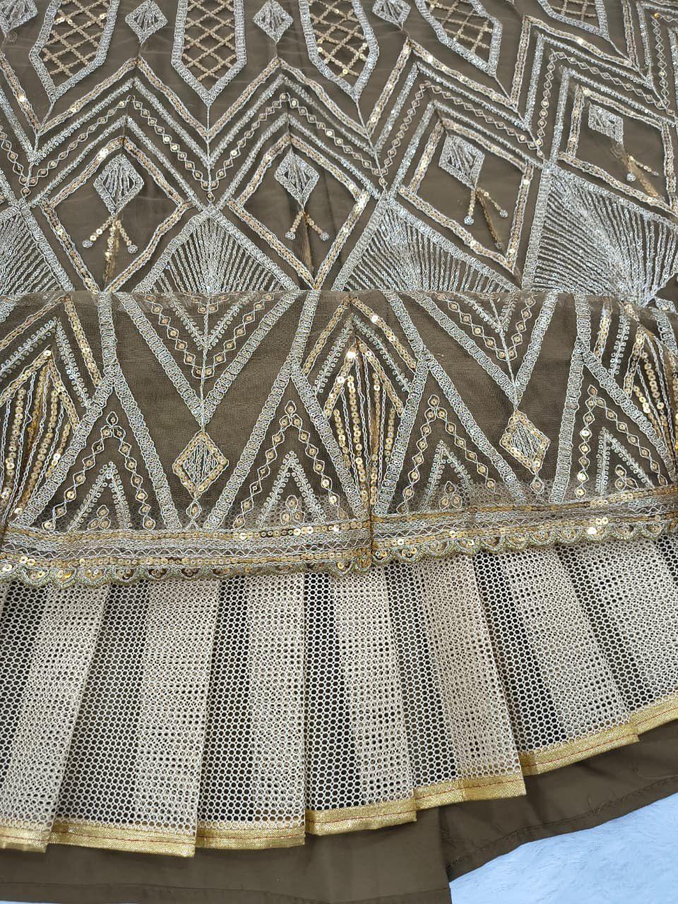 Gold Net Butterfly Lehenga Set