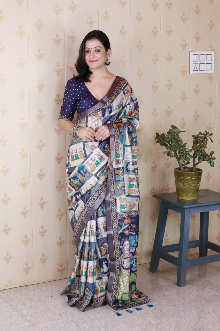 Tussar Silk Printed Saree