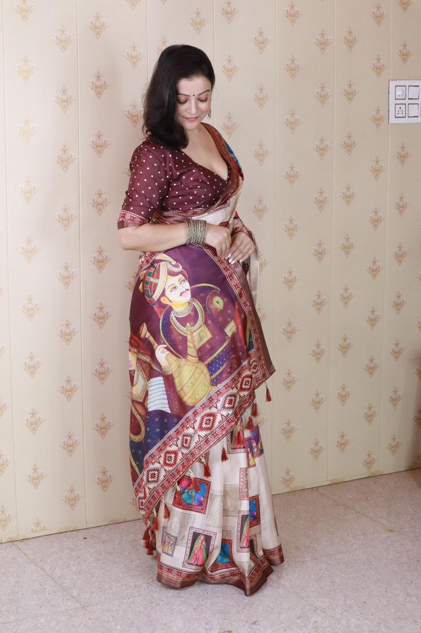 Tussar Silk Printed Saree