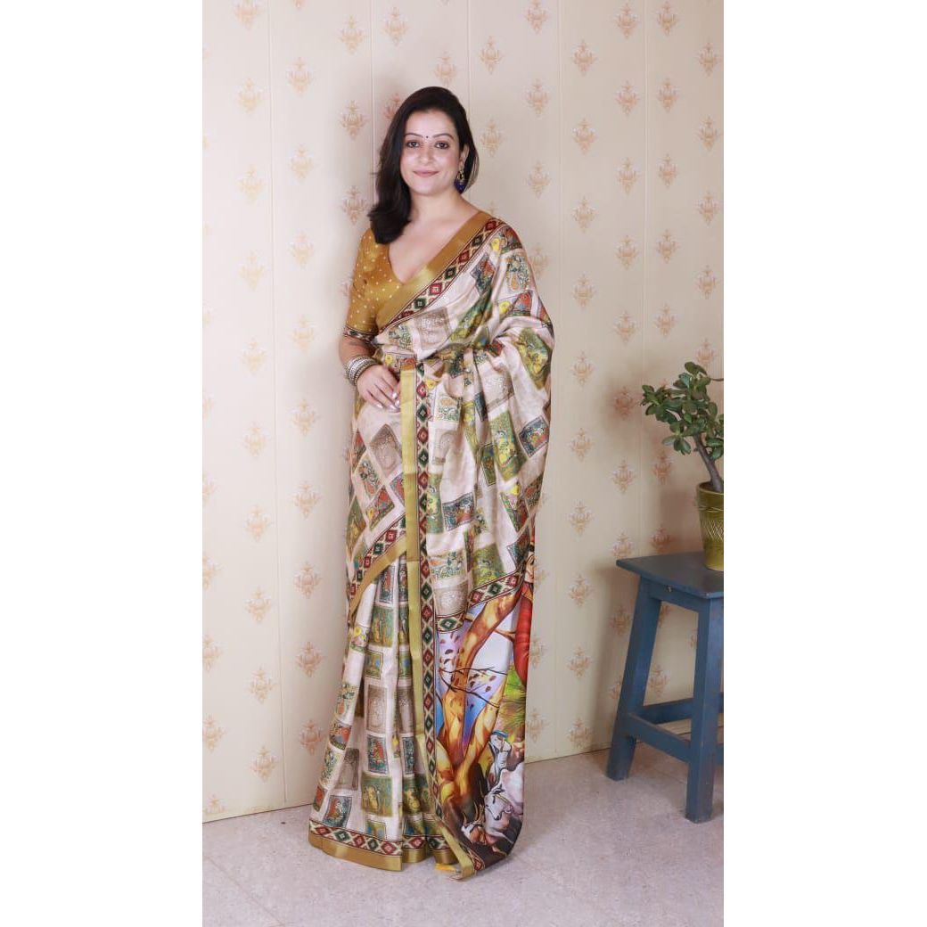 Tussar Silk Printed Saree