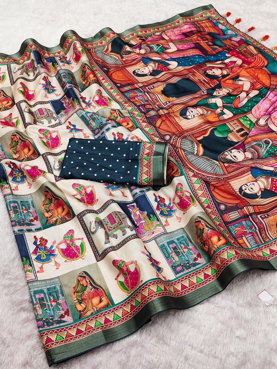 Tussar Silk Printed Saree