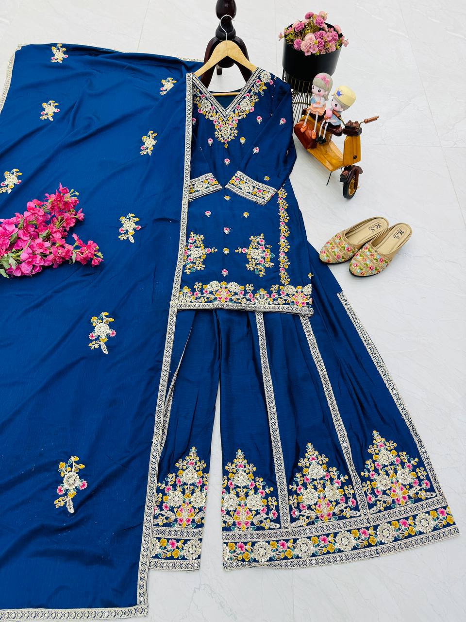 Chinon Sharara Suit with Coding Sequin Work