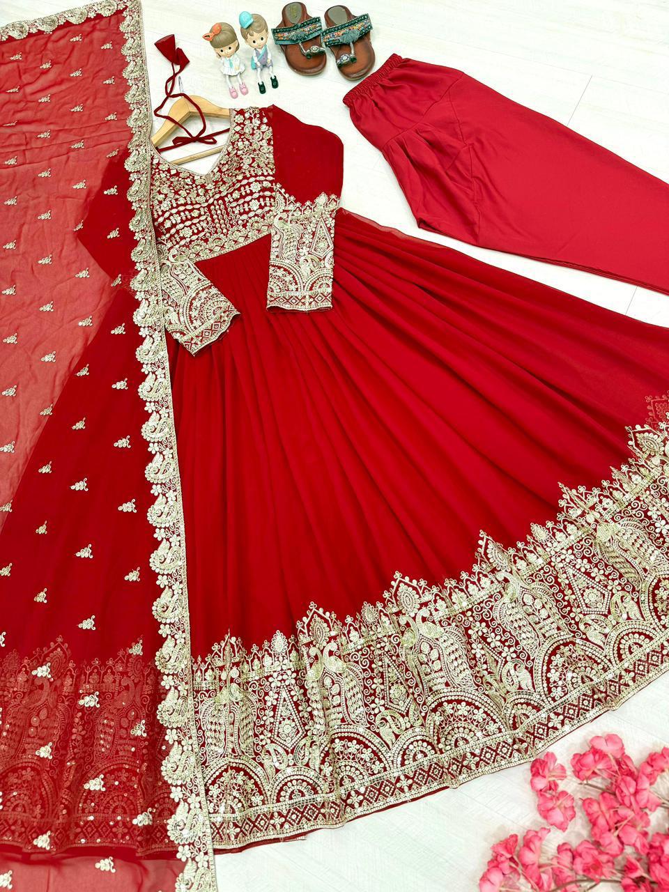 Heavy Faux Georgette Anarkali Gown Set