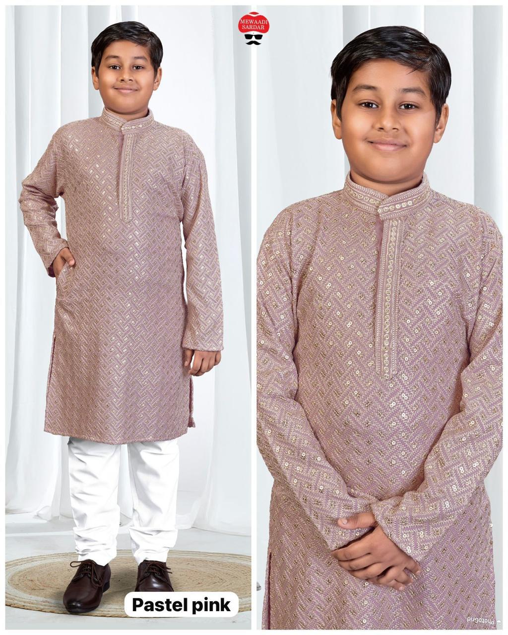 Boys Rayon Embroidered Kurta Pajama