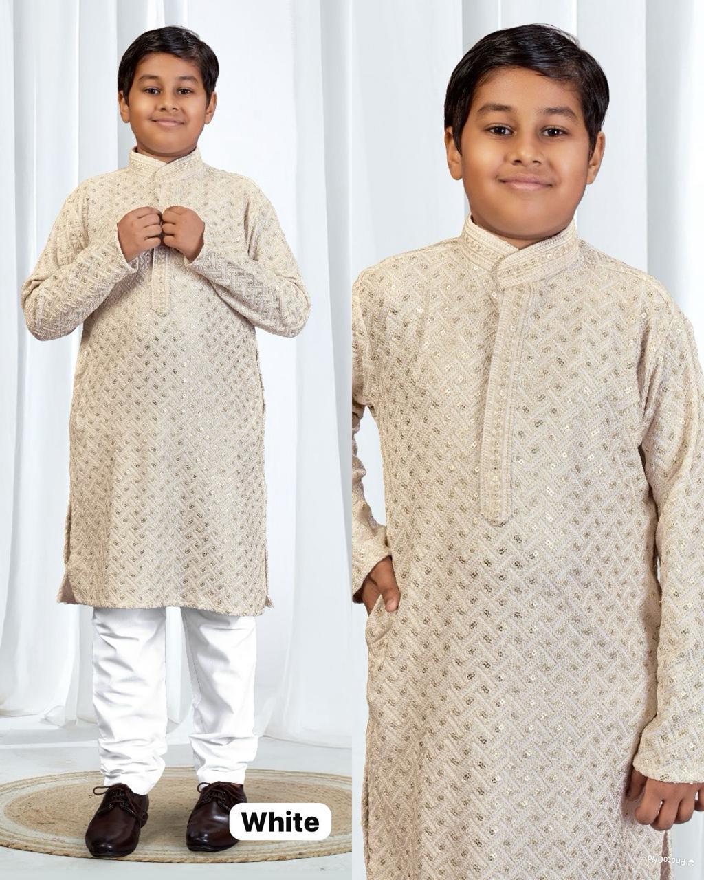 Boys Rayon Embroidered Kurta Pajama