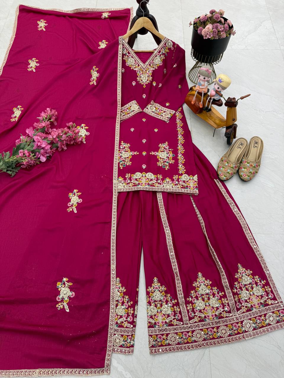 Chinon Sharara Suit with Coding Sequin Work