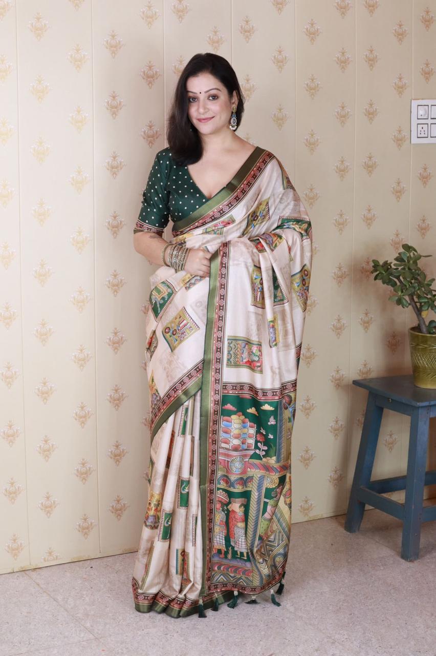 Tussar Silk Printed Saree