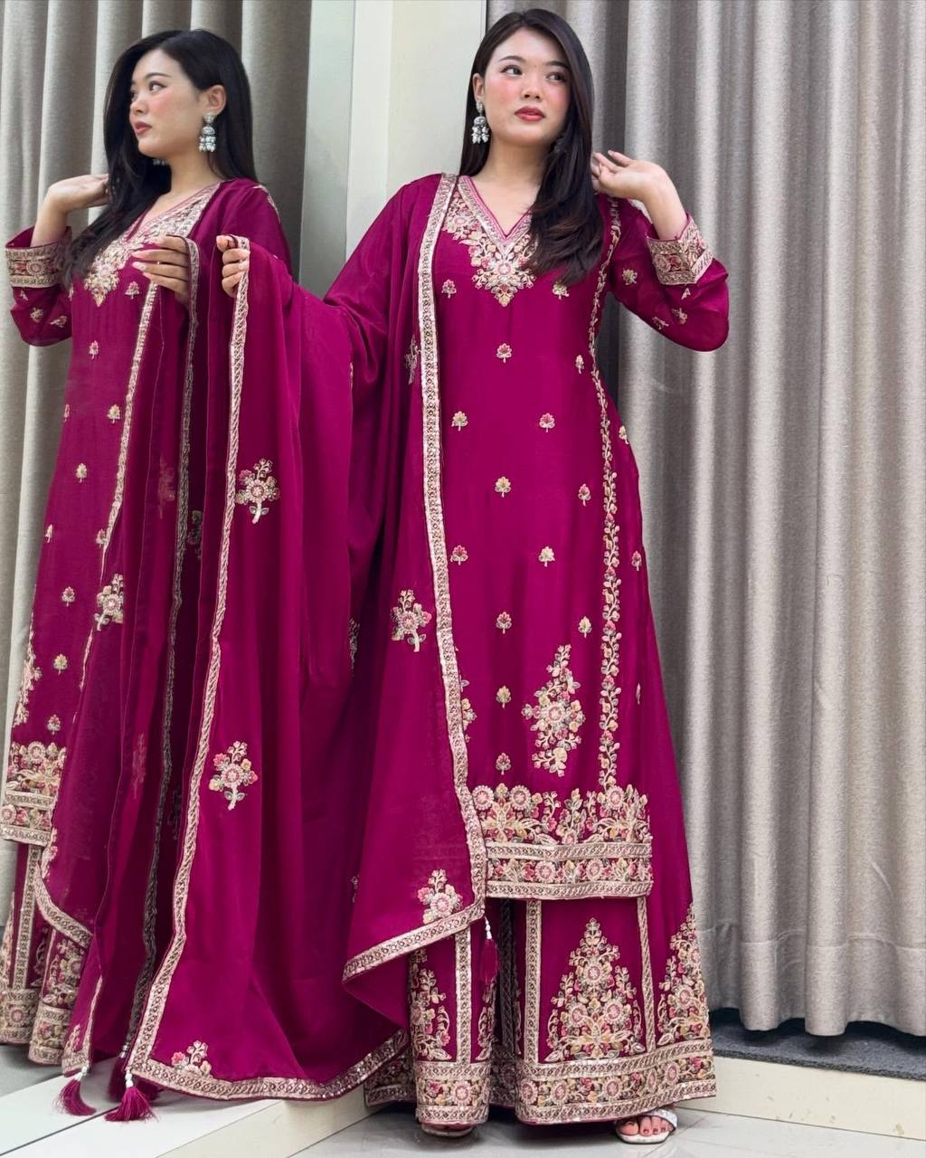 Chinon Sharara Suit with Coding Sequin Work