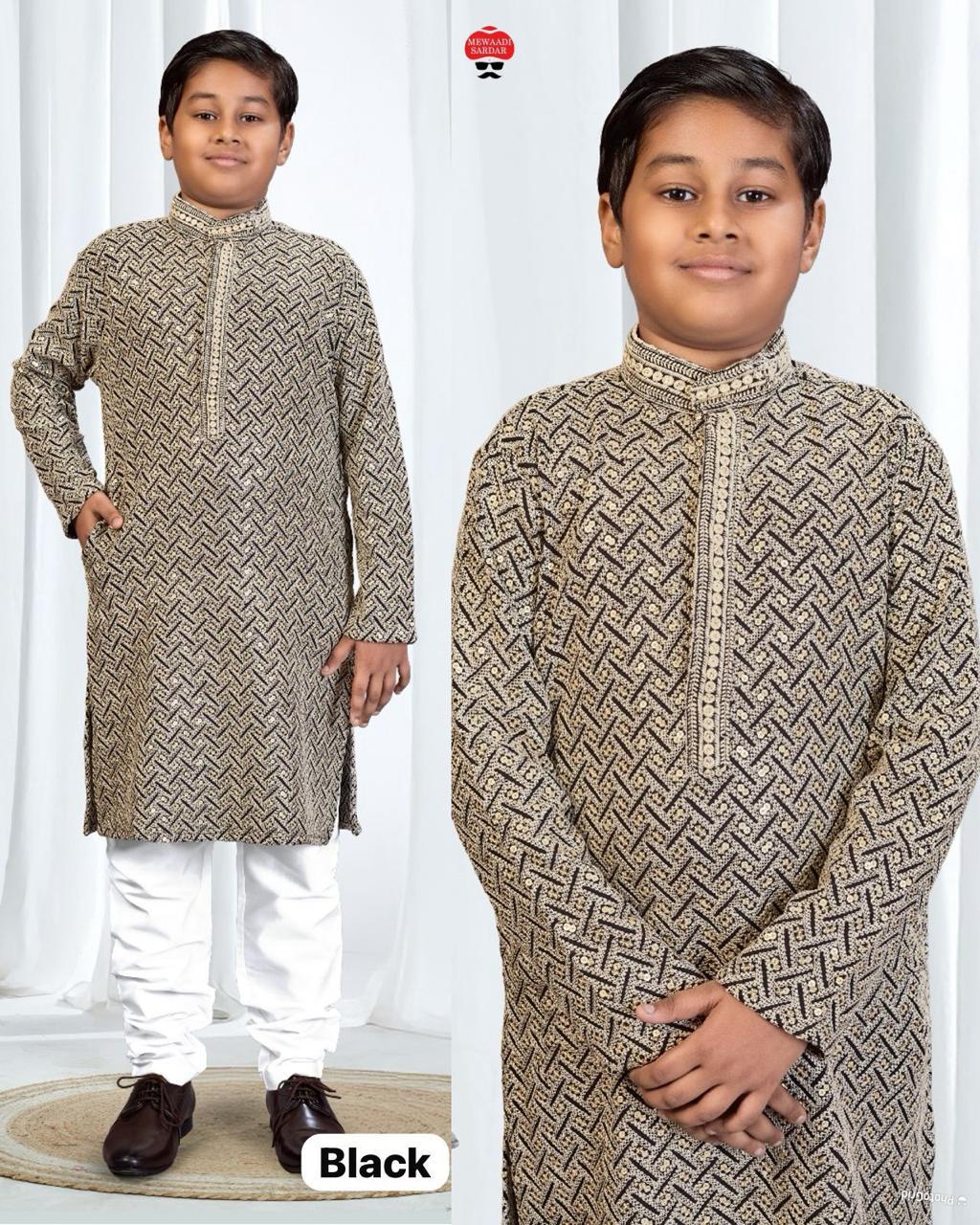 Boys Rayon Embroidered Kurta Pajama