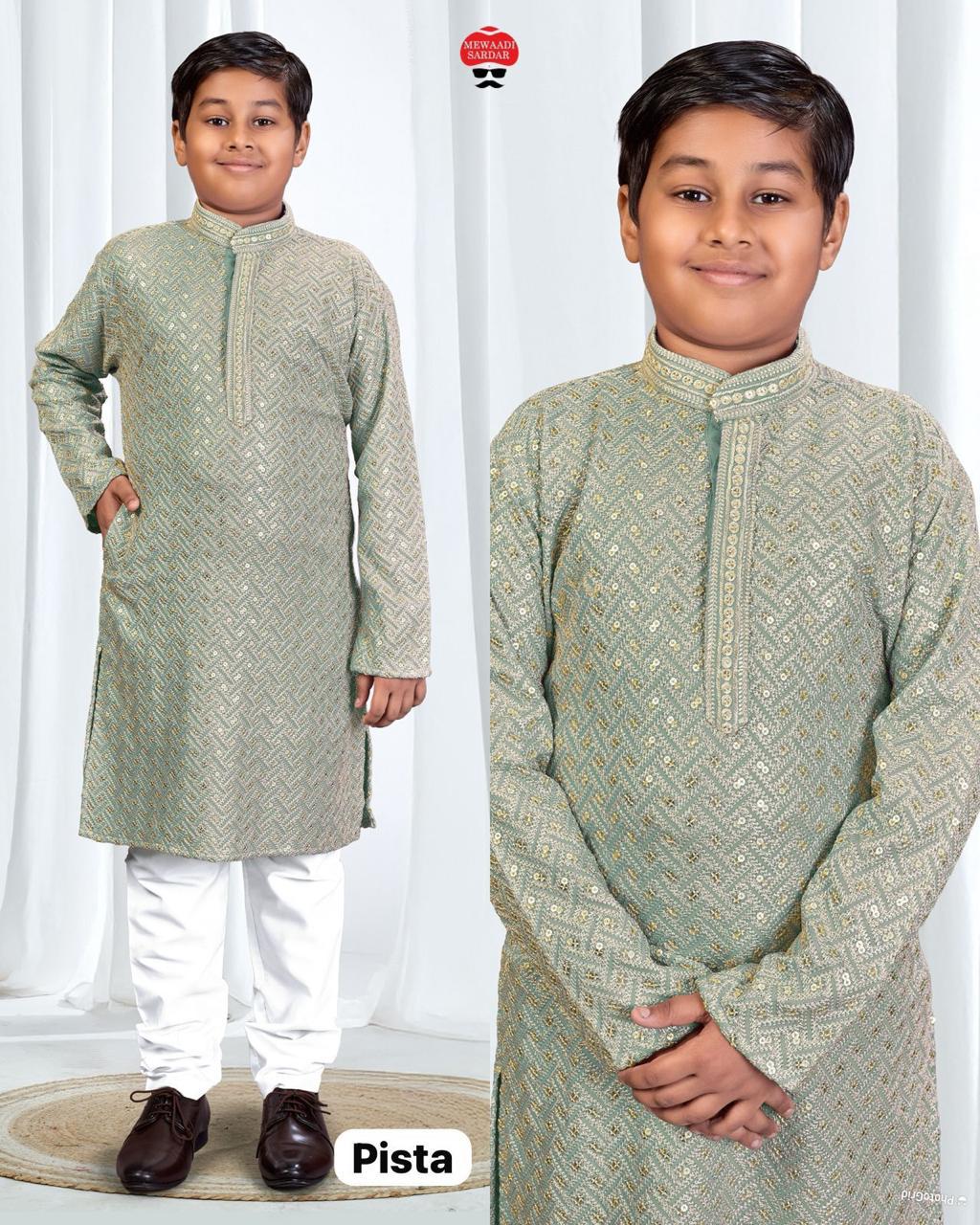 Boys Rayon Embroidered Kurta Pajama