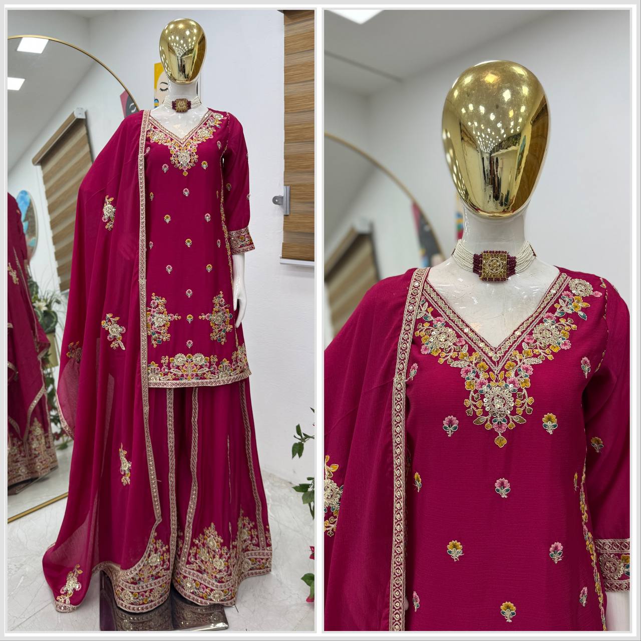 Chinon Sharara Suit with Coding Sequin Work
