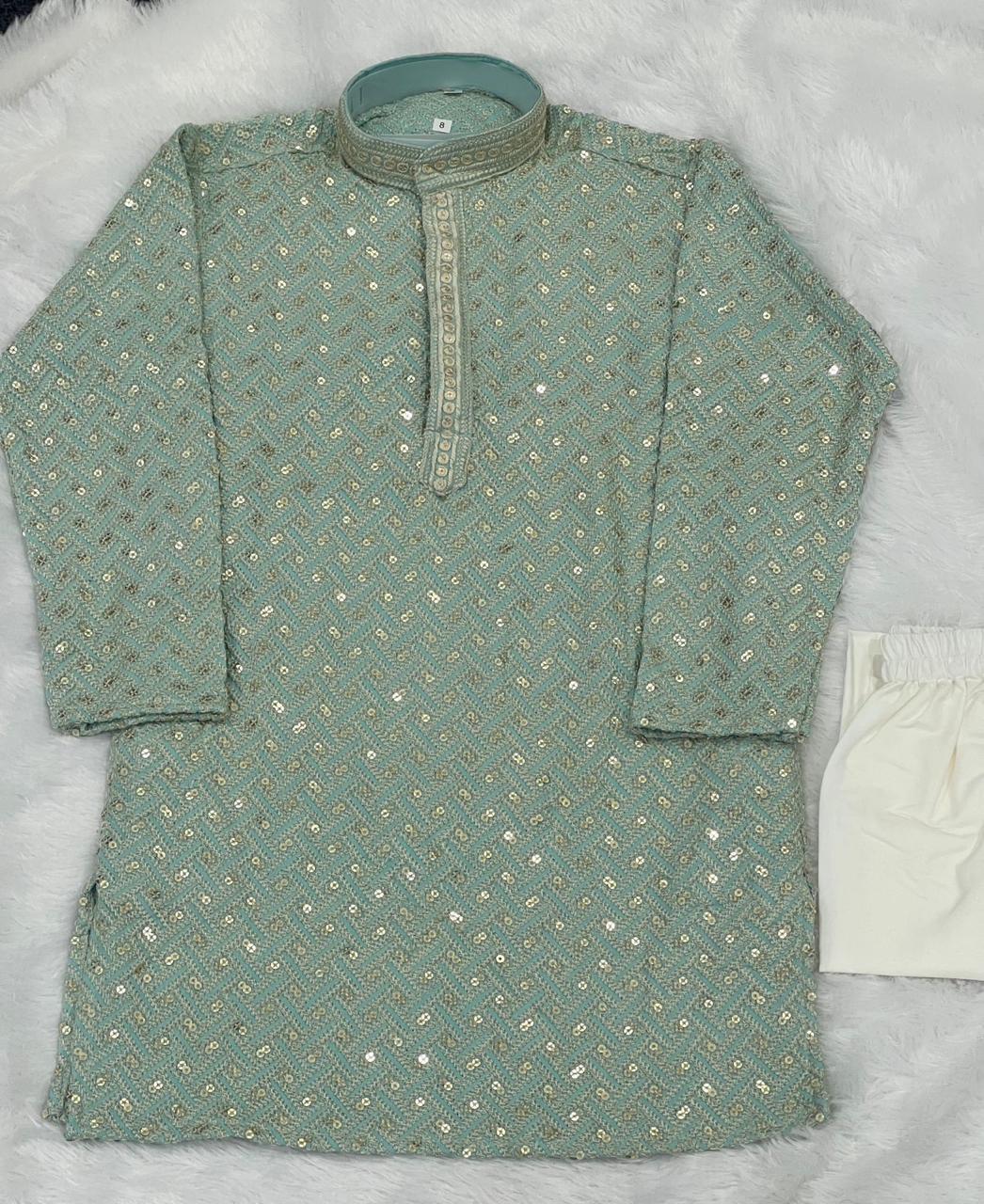 Boys Rayon Embroidered Kurta Pajama