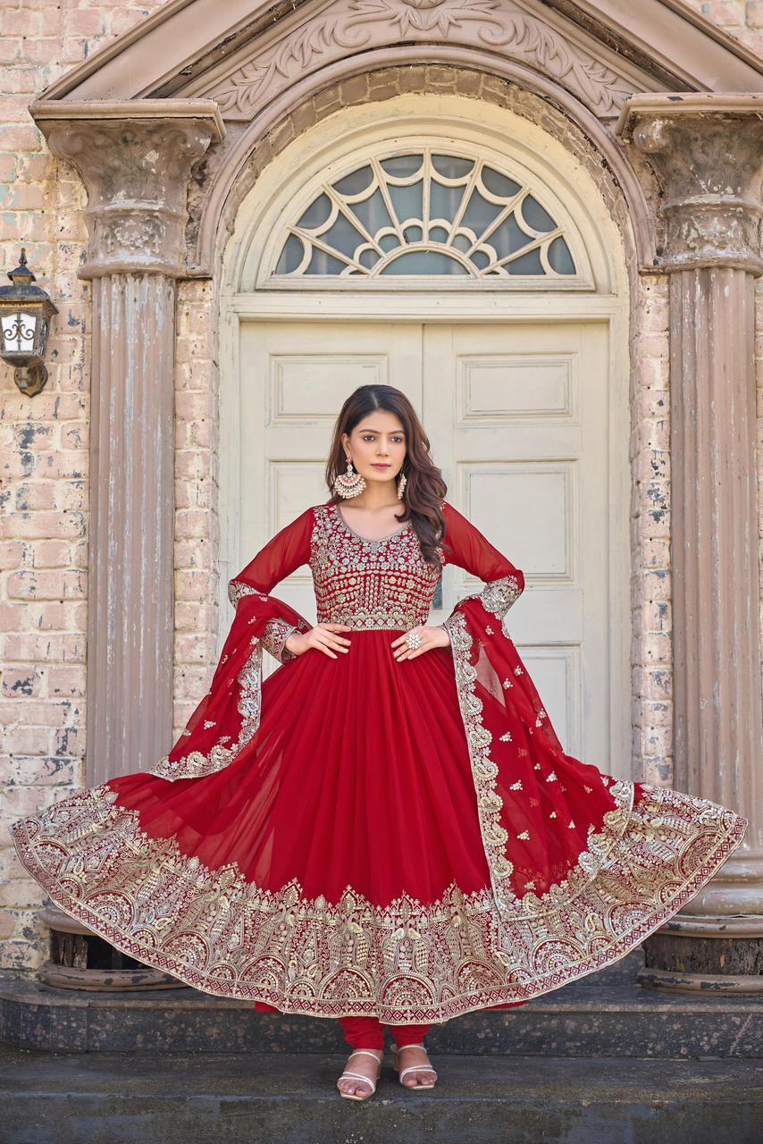Heavy Faux Georgette Anarkali Gown Set