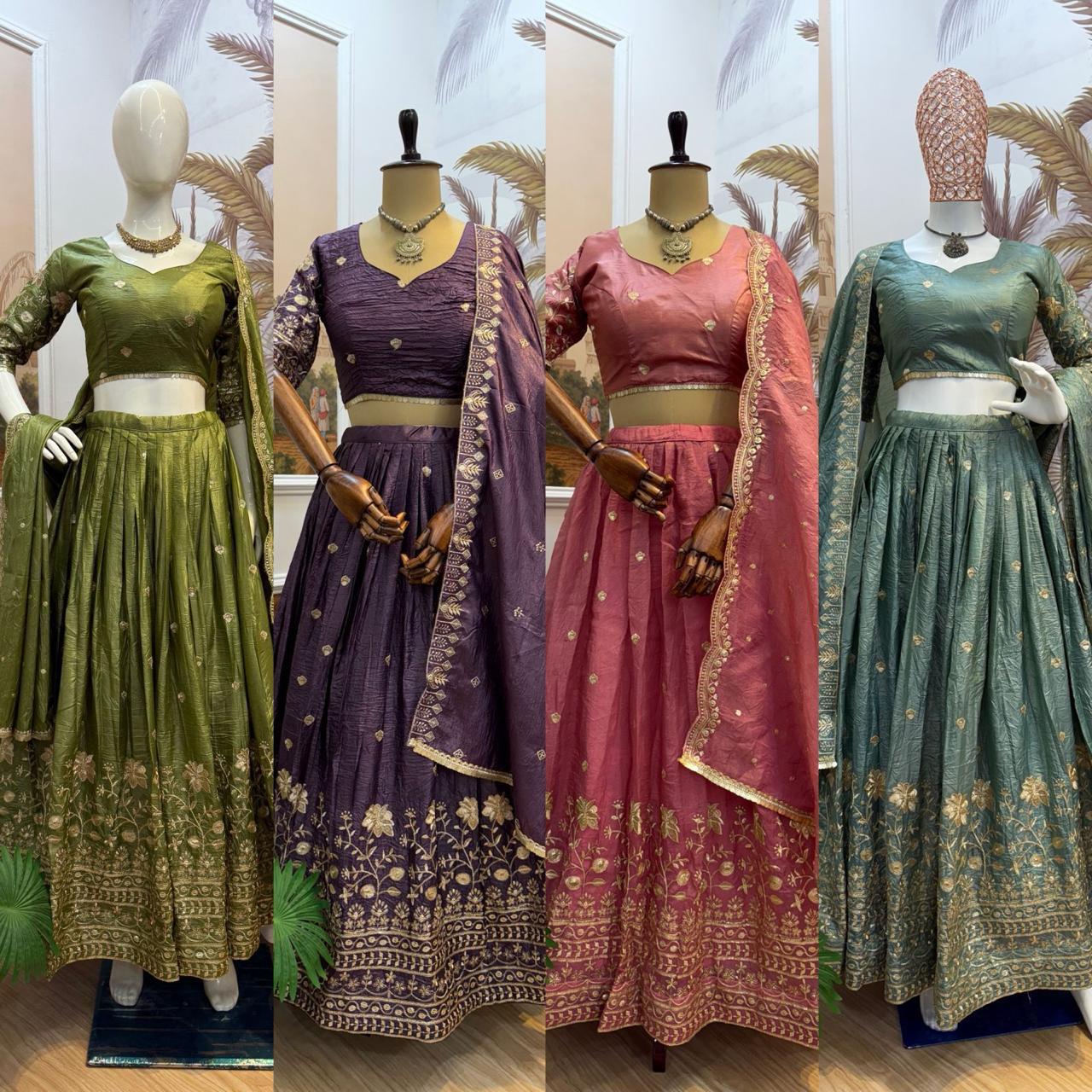 Exclusive Gold Crush Embroidered Lehenga Set