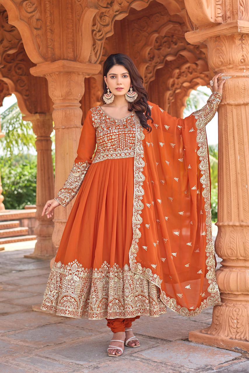 Heavy Faux Georgette Anarkali Gown Set