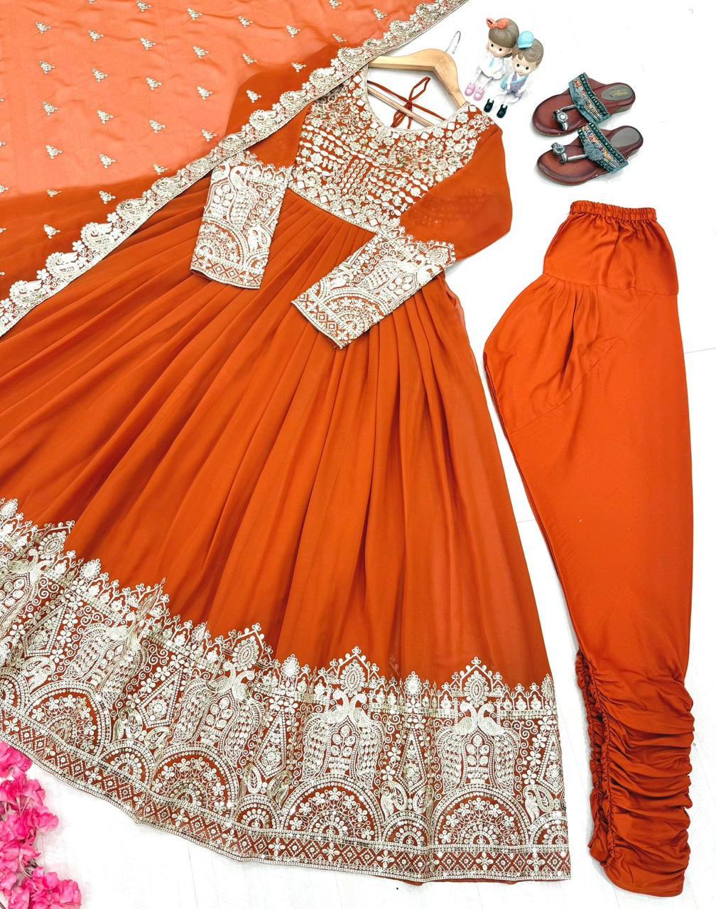 Heavy Faux Georgette Anarkali Gown Set
